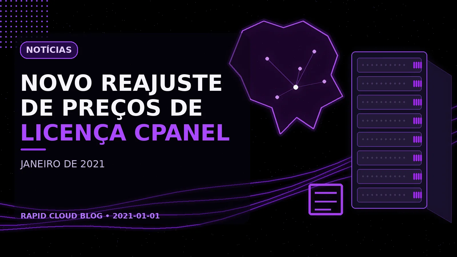 Novo reajuste de preços de licença cPanel em Janeiro de 2021.